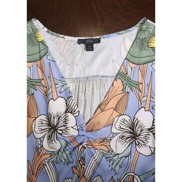 J.Crew Pastel Maxi Light Sky Floral Silky V-neck Dress Cap Sleeve 10 - Picture 5 of 8